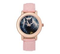 Blue Wolf Women's PU Leather Strap Watch Analog Quartz Watch Casual Wristwatch for Home Work