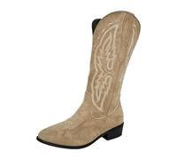 Blue Women's Knee High Fold Over Buckle Fashion Zip Pointed Block Heel Boots - Stylish Ruched Design - Comfortable Mid-Block Heel - Faux Leather & Faux Suede Photoshoot White Brown Khaki UK 4.5 6 7
