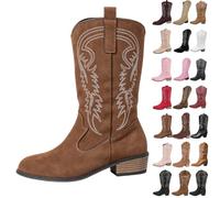 Blue Women's Knee High Fold Over Buckle Fashion Zip Pointed Block Heel Boots - Stylish Ruched Design - Comfortable Mid-Block Heel - Faux Leather & Faux Suede Photoshoot White Brown Khaki UK 4.5 6 7