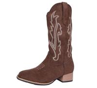 Blue Women's Knee High Fold Over Buckle Fashion Zip Pointed Block Heel Boots - Stylish Ruched Design - Comfortable Mid-Block Heel - Faux Leather & Faux Suede Photoshoot White Brown Khaki UK 4.5 6 7