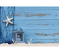 Blue Wood Board Backdrop - Yeele 9x6ft Vinyl Nautical Style Drifting Bottle Starfish Fishing Nets Photography Background Pictures Sailor Boy Kid Adults Portrait Photo Booth Shooting Studio Props