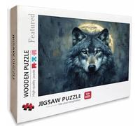 Blue Wooden Jigsaw Puzzles 30x20in, Wolf Jigsaw Puzzles 1000 Pieces for Adults with Box, Educational Challenging Game, Back Lettering Easy to Distinguish, Summer Gifts, Beautiful Decoration, C-7264