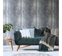 Blue Woodland Forest Wallpaper Tree's Floral Smooth Finish