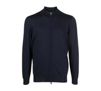 BOSS Mens Balonso-L Embroidered-Logo Knitted Cardigan in Virgin Wool Blue