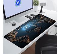 Blue World Map Large Gaming Mouse Pad, XXL Extended Gamer Mouse Mat with Stitched Edges, 47.2x23.6x0.12 inch Non-Slip Rubber Base Gaming Desk Mat, Big Long Mousepad for Work, Game, Office, Home