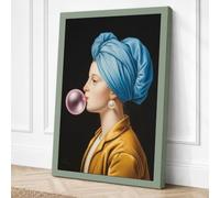 Blue Wrap Bubble Gum Canvas Wall Art Print 24x16 Inch