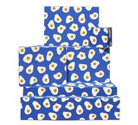 Blue Wrapping Paper - 6 Sheets Of Gift Wrap - Smiley Fried Eggs - Funny Wrapping Paper For Men Women - For Birthday Anniversary Christmas - Comes With Stickers - By Central 23