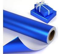 Blue Wrapping Paper Roll - Matte Solid Color Paper - Royal Blue Pearlescent Lustre - Gift Wrapping Paper for Birthday Wedding Christmas Father's Day Baby Shower, 17 Inches x 32.8 Feet