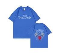 (Blue, XL) Men's Summer Cotton T-Shirt, Game of Thrones, A Song of Ice and Fire, Three-Headed Dragon Print Short Sleeve T-Shirt