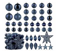 (Blue) Xmas Tree Decorative Bauble Set Shatterproof Balls Star Ornaments Christmas Gift