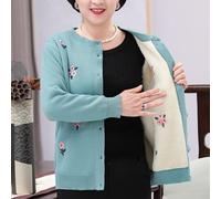 (blue, XXXXXL) Cardigans Plus Size Grandma Knitting Sweater New Middle-aged and Old Women Sweater Cardigan
