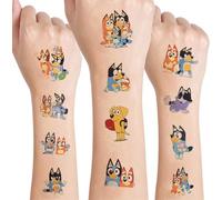 Blue-y Temporary Tattoo Stickers 150+ Pcs for Kids, Waterproof & Skin-Safe Tattoos Party Bag Fillers, Birthday Party Supplies for Boys and Girls (Blue 6 Sheet)