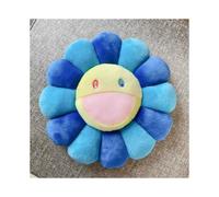 (Blue Yellow) 16in Takashi Murakami Rainbow Flower Pillow Plush Colorful Stuffed Gift