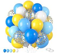 Blue & Yellow Balloons, 60 Pcs - 12 Inch Confetti Balloons for Soccer Party, Baby Shower, Anniversary, Birthday & Wedding Decorations