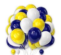 Blue Yellow Balloons Set 25PCS Navy Blue Yellow White Party Balloons 10 Inch Latex Helium Balloon for Boys Birthday Baby Shower Graduation Truck Office Party Decorations