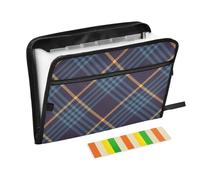 Blue Yellow Buffalo Plaid Tartan Check Scotland Hanging File Folder A4 Size Folder with Pockets with Pockets Expansion File Folders Multi Pocket Folder for Dietitian School