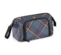 Blue Yellow Buffalo Plaid Tartan Check Scotland Pen Case Large Capacity Preppy Pencil Case with Handle Pencil Case with Compartments for College Student Kindergarten