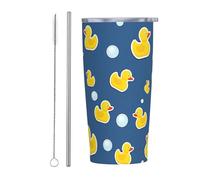 Blue Yellow Duck Stainless Steel Insulated Tumbler 20 Oz Water Bottle Coffee Mug with Lid Straw