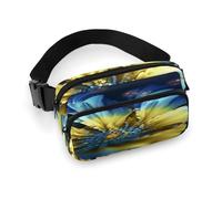 Blue Yellow Flower Fanny Pack Belt Bag with Adjustable Strap Fashion Waist Bag for Outdoor Sports Hiking