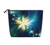 Blue Yellow Flower Patterned Women's Cosmetic Bag, Single Layer Toiletry Bag, Suitable for Daily Storage, Travel, and Business Trips.