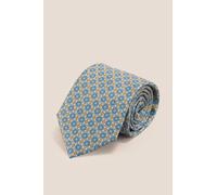 Blue Yellow Geometric Print Silk Tie Oswin Hyde Blue One Size