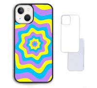 Blue Yellow Purple Star Burst Aesthetic Y2K Girl Harajuku Pattern Custom Compatible With iPhone 6 6s 7 8 SE 2020 X XR XS 11 12 13 14 15 16 16E Pro Max Plus Mini Bumper Case Custom Personalised Name