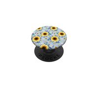 Blue Yellow Sunflower Daisy Floral Pattern PopSockets Adhesive PopGrip