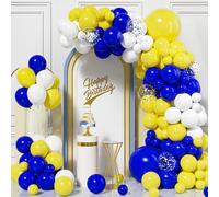 Blue Yellow White Balloons Arch Kit, 115Pcs Dark Blue and Yellow White Confetti Balloon Garland Boys Men Bridal Shower Engagement Anniversary Graduation Wedding Bachelor Birthday Decora