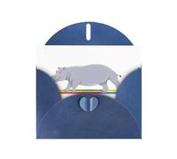 Blue YYHWHJDE Hippopotamus crossing the rainbow Prints Greeting Card 6x4 Inches - Fashionable and Unique Design for Various Occasions