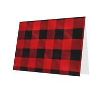 Blue YYHWHJDE red black buffalo check plaid pattern Prints Greeting Card 6x4 Inches - Fashionable and Unique Design for Various Occasions