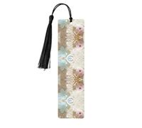 Blue Zen Flower with Starfishes On Beach Print Wooden Bookmark Bookmarks with Tassels Book Marks for Reading Hardcover Books Notebooks