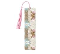 Blue Zen Flower with Starfishes On Beach Print Wooden Bookmark Bookmarks with Tassels Book Marks for Reading Hardcover Books Notebooks