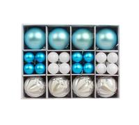 (Blue) ZHOUBA 40Pcs Christmas Ball Color Painted Round Shape Vibrant Decorative PS Xmas Theme Balls Pendant