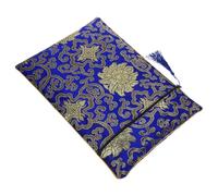 Blue Zipper Bible Book Pouch in Artificial Silk Cloth for Travel