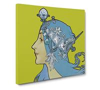Blue Zodiac by Alphonse Mucha Canvas Print | Gallery Wrapped 30mm Frame Wall Art | 20x20 inches | Ready to Hang | Modern Picture | Living Room Bedroom Lounge Office