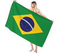 Blue Zoo Microfiber Beach Towel Brazil Flag Patriotic Brazilian Green Patriot Bath Towels for Adults Kids,Sandproof Quick Dry Pool Towels Swim Trav...