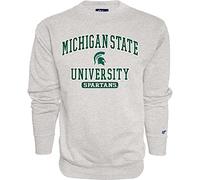Blue84 Men's Crewneck Sweatshirt Twill Applique, Michigan State Spartans Grey, L