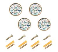 Blueangle 4 Pack Colourful Dinosaur Cabinet Knobs 1-1/4 inch Round Drawer Pulls for Dresser & Kitchen Cabinets(454)