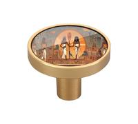 Blueangle 4 Pack Egyptian Gods Pharaohs Cabinet Knobs 1-1/4 inch Round Drawer Pulls for Dresser & Kitchen Cabinets（321）