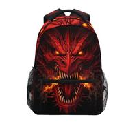 Blueangle Angry Red Dragon Head Print Travel Backpack for School Water Resistant Bookbag