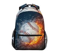 Blueangle Baseball Water Fire Print Travel Backpack for School Water Resistant Bookbag