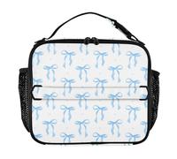 Blueangle Blue Ribbon Bow Lunch Box for Men Women Adults, Small Lunch Bag for Office Work Picnic - Reusable Portable Cooler Bag
