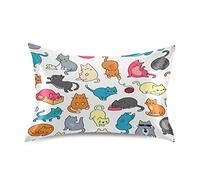 Blueangle Color Cartoon Cat Satin Pillowcase for Hair and Skin Silk Pillowcase, Queen Size(20x30 inches) - Satin Pillow Covers with Envelope Closure