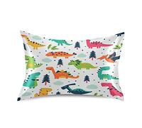 Blueangle Funny Cartoon Dinosaur Satin Pillowcase for Hair and Skin Silk Pillowcase, Queen Size(20x30 inches) - Satin Pillow Covers with Envelope Closure