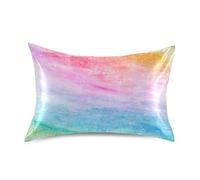 Blueangle Rainbow Colors Satin Pillowcase for Hair and Skin Silk Pillowcase, Standard Size(20x26 inches) - Slip Cooling Satin Pillow Covers with Envelope Closure