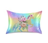 Blueangle Rainbow Unicorn Satin Pillowcase for Hair and Skin Silk Pillowcase, Standard Size(20x26 inches) - Satin Pillow Covers with Envelope Closure