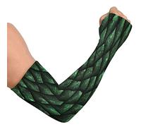 Blueangle UV Sun Protection Arm Sleeves with Thumb Hole - Tropical Palm Trees Compression Cooling Arm Cover, Green Dragon Scales, 1 Pair