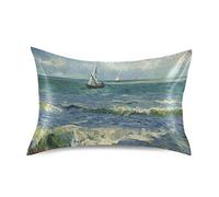 Blueangle Van Gogh Sailboat Satin Pillowcase for Hair and Skin Silk Pillowcase, King Size(20x40 inches) - Satin Pillow Covers with Envelope Closure