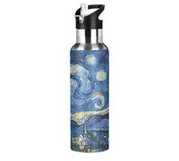 Blueangle Van Gogh The Starry Night Art Water Bottle, 22 oz, Leak-Proof, BPA Free Stainless Steel Water Bottles for Sports Gym Fitness Work
