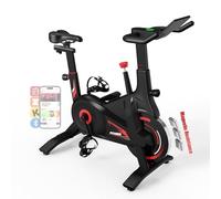 Bluearth Exercise Bike with Dynamic LED Lights Self-Powered 300 lbs Capacity - Stable Triangle Frame, Dual-Stage Drive, Silent Magnetic Resistance, Compact Indoor Stationary Bike for Home